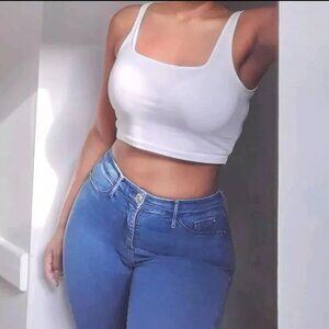 Topshop jeans deep blue denim high waisted skinny jeans W30 L34